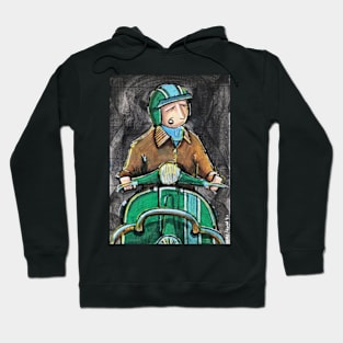 Retro Scooter, Classic Scooter, Scooterist, Scootering, Scooter Rider, Mod Art Hoodie